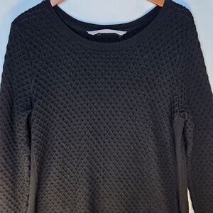 Athleta Women’s Sz L Black Honeycomb Wool Blend Knit Sweater Versatile Chunky
